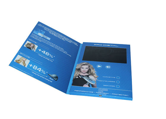 टीएफटी स्क्रीन / यूएसबी पोर्ट, वीडियो बिजनेस कार्ड के साथ प्रिंट ब्रोशर में चार रंग मुद्रित वीडियो