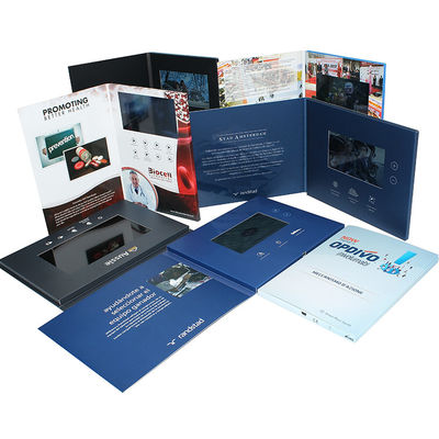 2GB LCD Video Brochure Custom Gift Greeting Cards 7'' Rechargeable Lithium Batteries